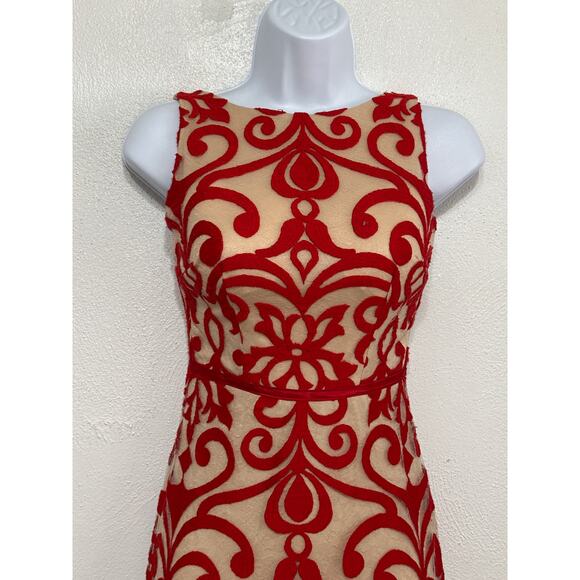 VTG B. Darlin Red Mermaid Ornate Lace Open Back Dress S Red Old Hollywood Glam - Picture 4 of 14